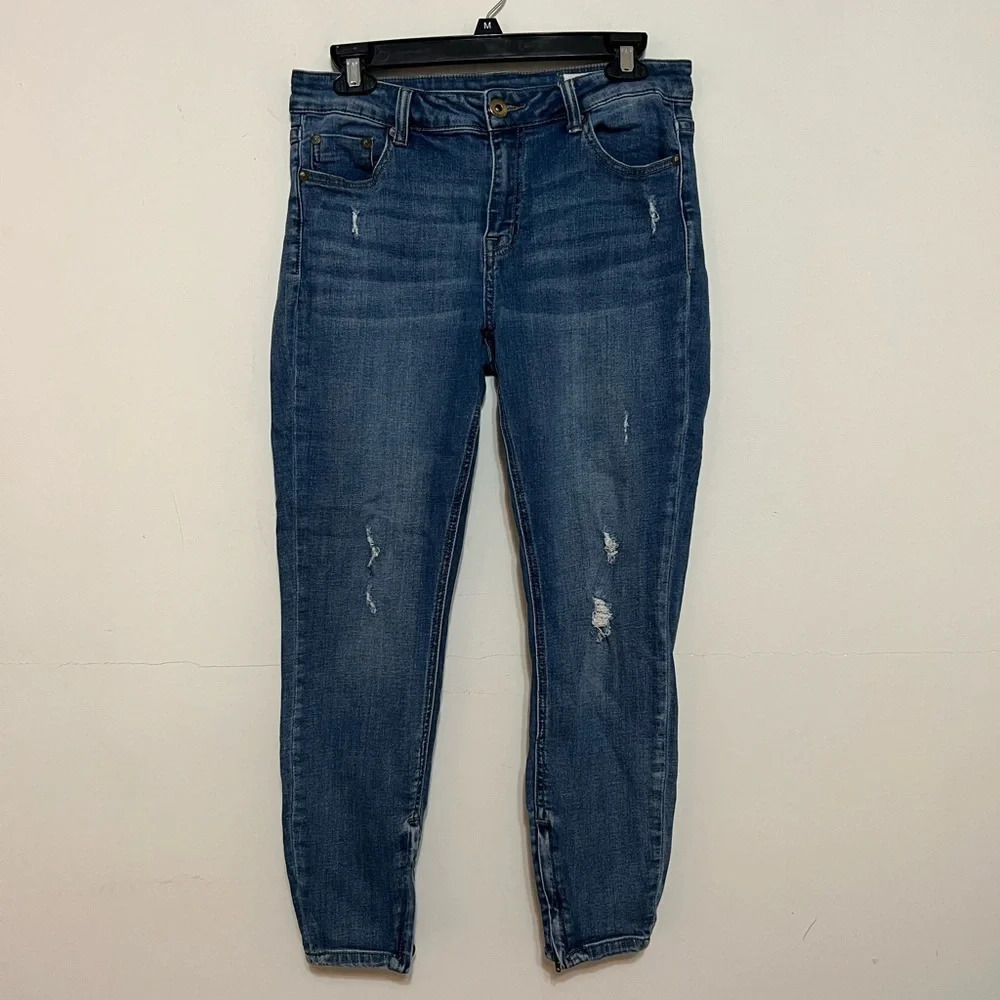 Pistola Distressed Denim Skinny Moto Zipper Jeans. Size 29. J1
